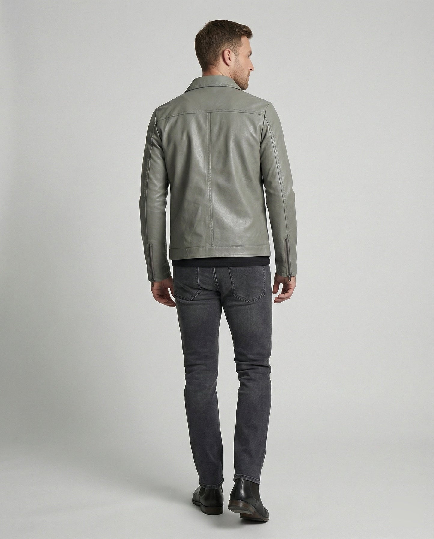 Herren Lederjacke Slim Fit Schmal