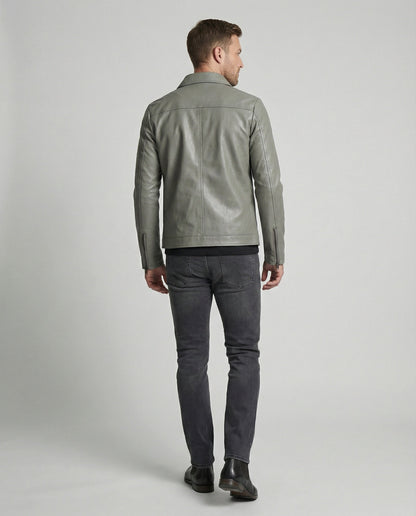 Herren Lederjacke Slim Fit Schmal