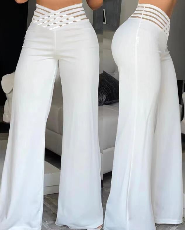 Hohe Taille Jeans Weite Beine Stretch Komfort