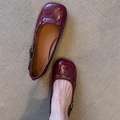 Damen Ballerinas Bequem Elegant Schnalle