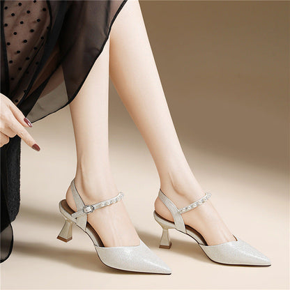 Damen Slingback Pumps Glitzer Schuhe Elegant Hochhackig