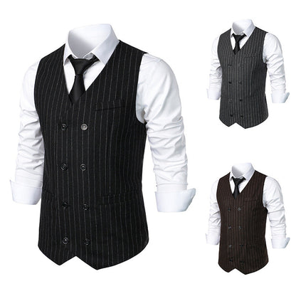 Herren Anzugsweste Elegent Streifenmuster Doppelknopf