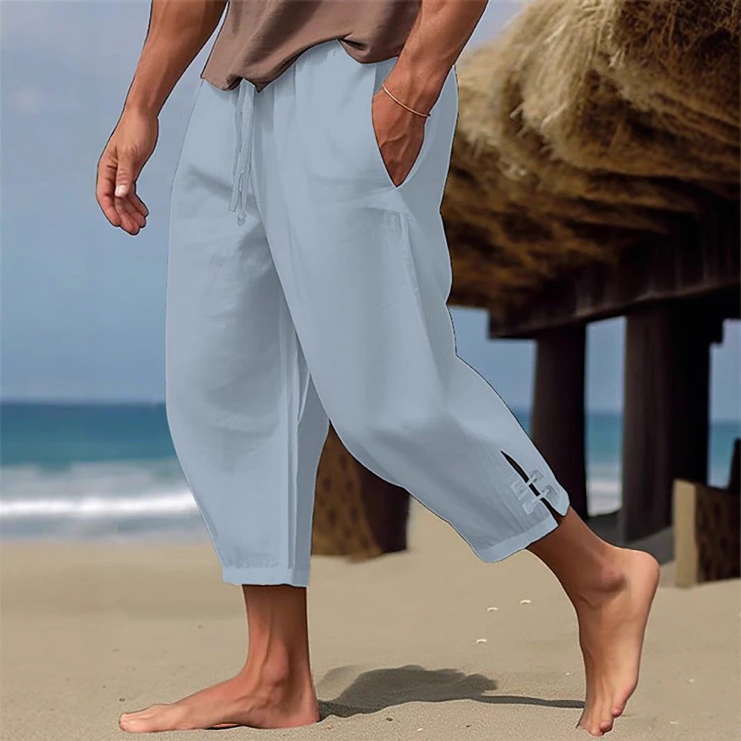 Herren Strandhose Bequem mit Verstellbund und Seitentaschen