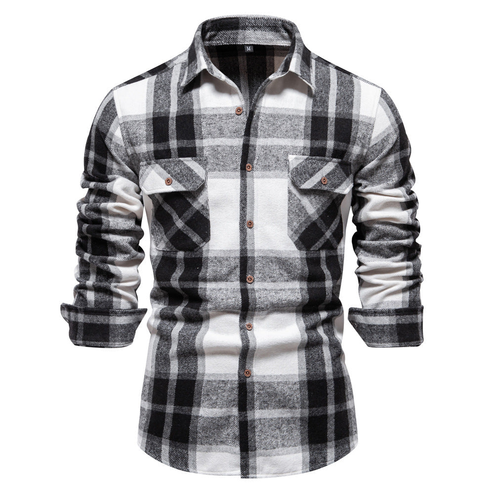 Herren Flanellhemd Kariert Mit Brusttaschen Wintersport