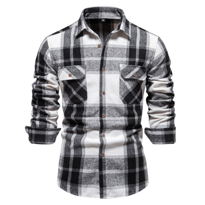Herren Flanellhemd Kariert Mit Brusttaschen Wintersport