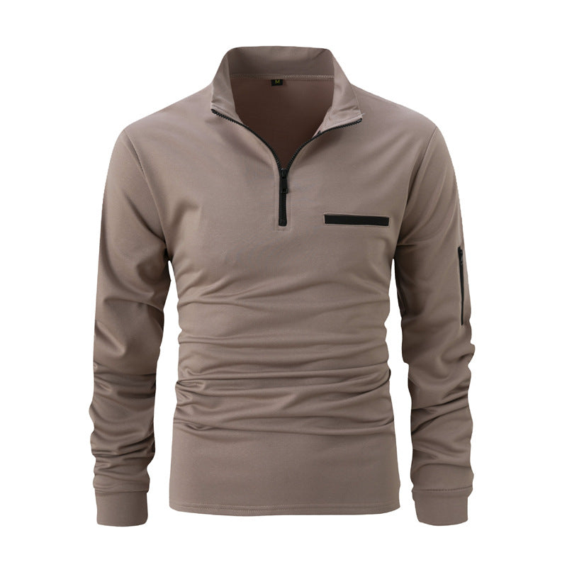Herren Pullover Sportlich Reißverschluss Taschen Grau