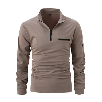 Herren Pullover Sportlich Reißverschluss Taschen Grau