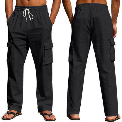 Herren Cargo-Hose Praktisch Mit Kordelzug und Seitentaschen