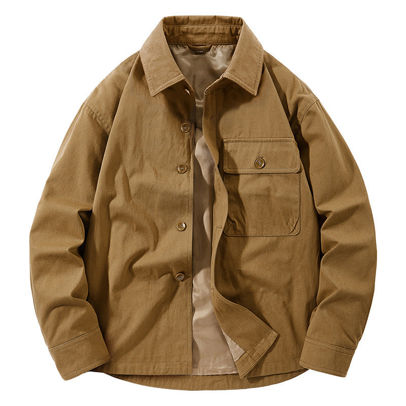 Herren Utility-Jacke Lässig mit Taschen Klassisch Schwarz