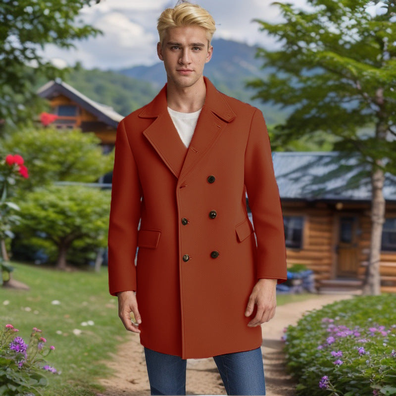 Herren Mantel Doppelreiher Eleganter Schmalzschnitt