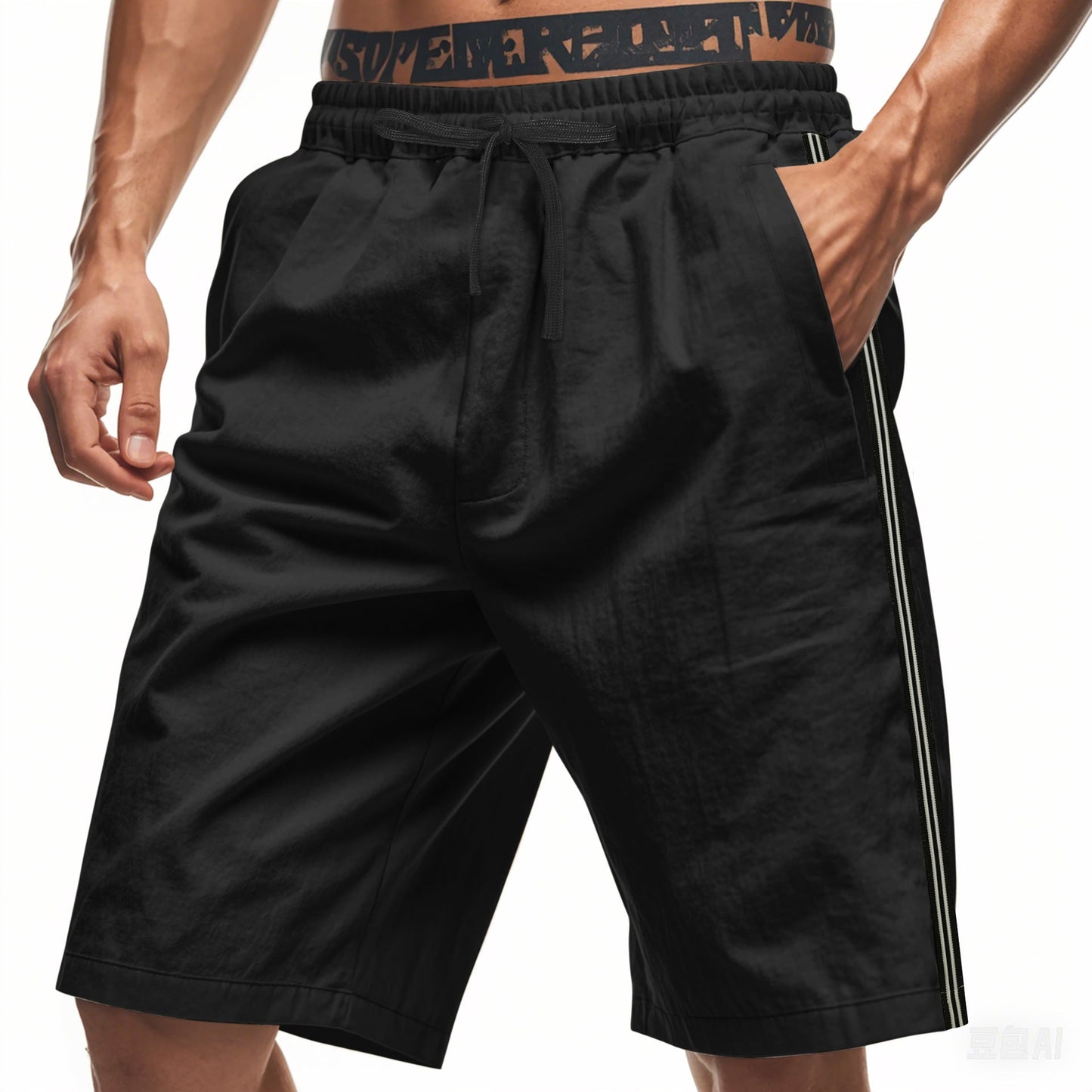 Herren Sporthose Elastisch Mit Seitentaschen Freizeit