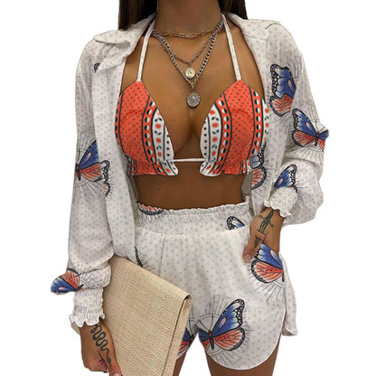 Damen Bikini Set Sommer Modern Butterfly Design Blume
