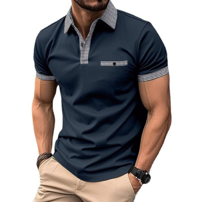Herren Polohemd Modern Karo Muster Slim Fit