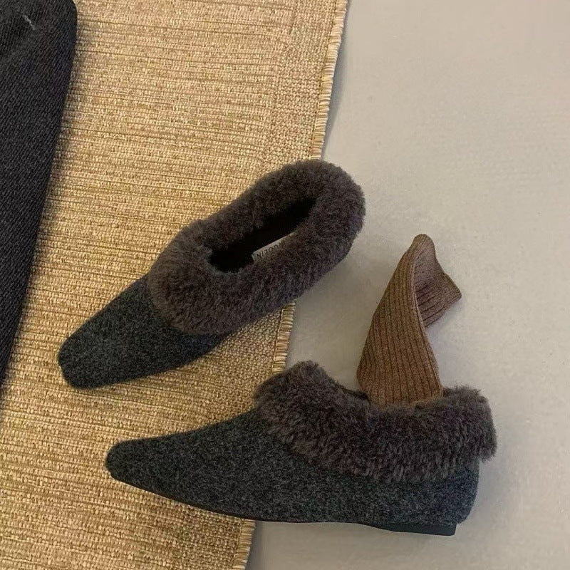 Weiche Damen Hausschuhe Fellkragen Bequem Warm