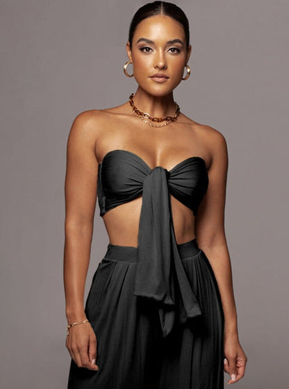 Frauen Top Set Schnür Oberteil Elegant