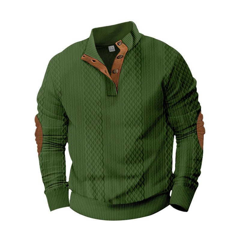 Herren Pullover Stehkragen Modern Leder Details