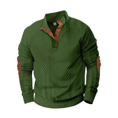 Herren Pullover Stehkragen Modern Leder Details