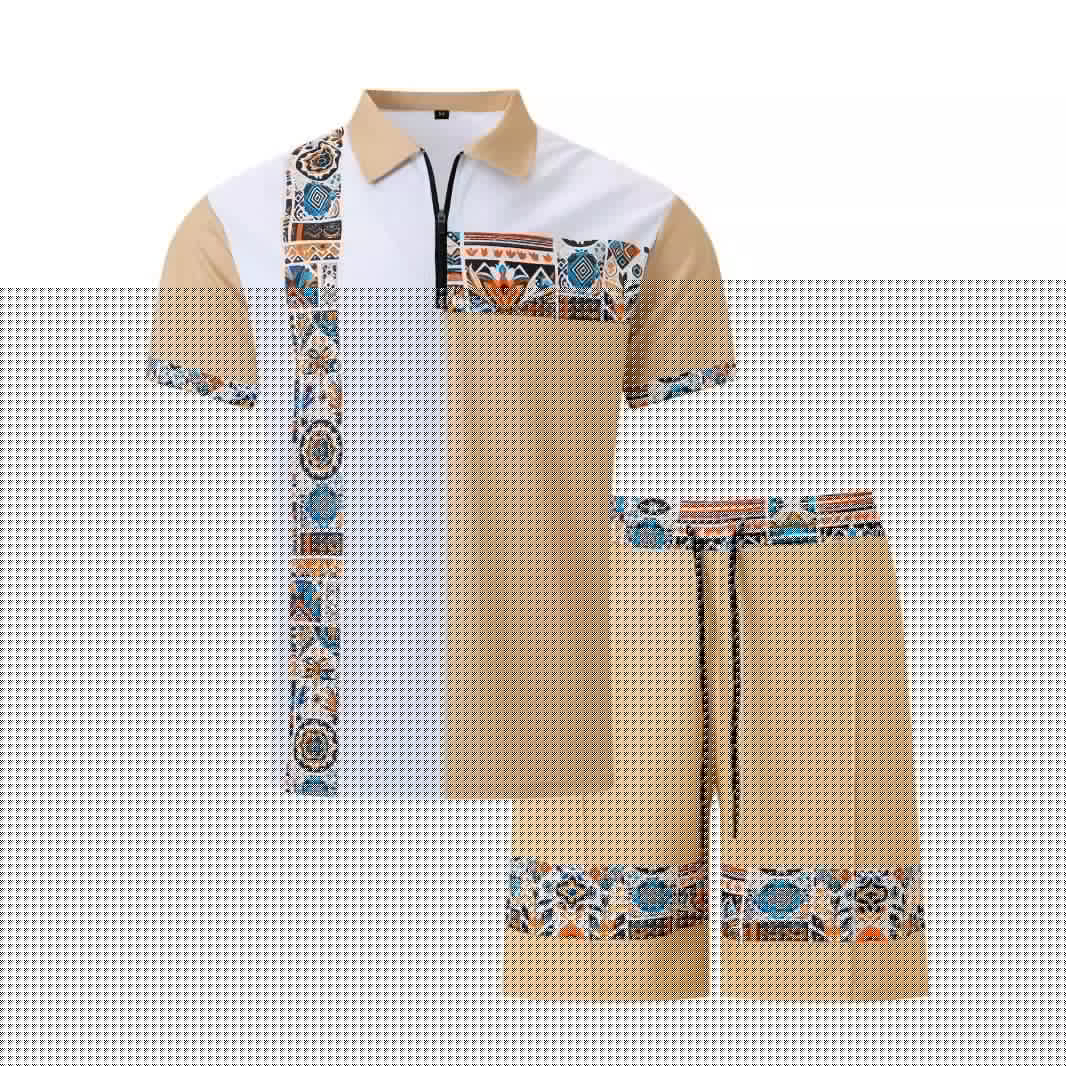 Herren Kurzarm Set Modern mit Muster und Taschen