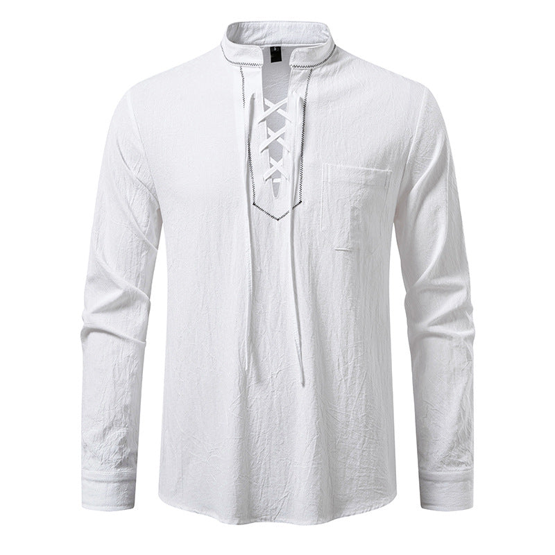 Herren Langarmhemd Spitzenausschnitt Elegant Modern