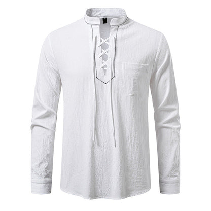 Herren Langarmhemd Spitzenausschnitt Elegant Modern