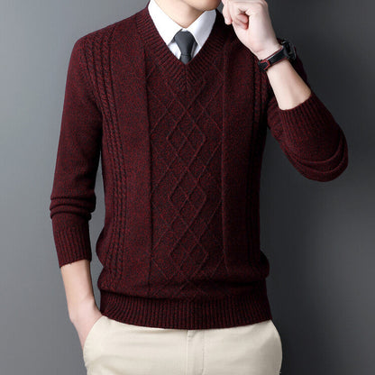 Herren Pullover V-Ausschnitt Modern Zopf Muster Trendig