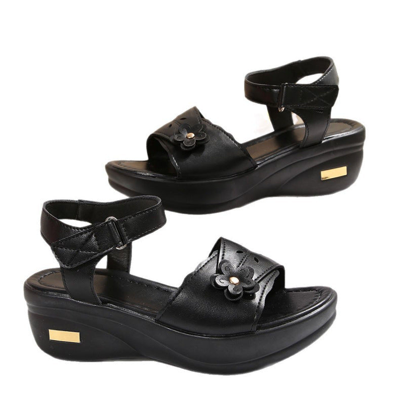 Damen Wedge-Sandaletten Komfortabel Blumen Schuhe Sommer