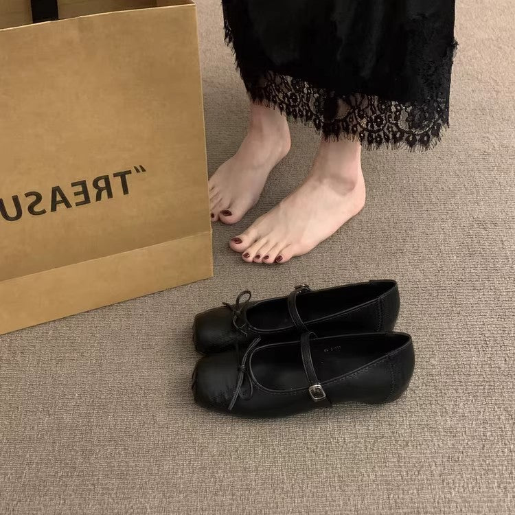 Damen Ballerinas Bequem Schleife Weiss Komfort