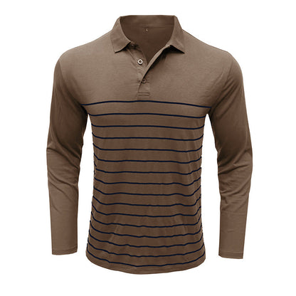 Herren Polo Langarm Streifen Design Modern