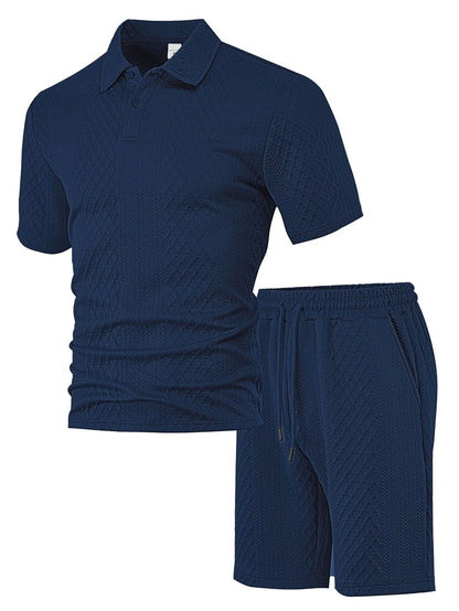 Herren Outfit 2-teilig Mit Taschen Strukturiert Modern