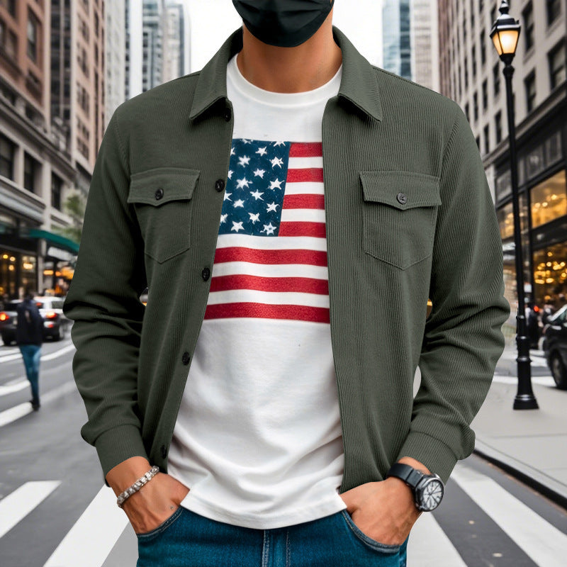 Herren Hemdjacke Lässig Strukturiert Modern