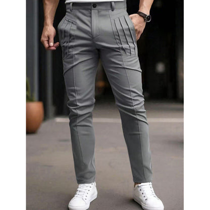 Herren Anzughose Slim Fit Plisé Elegant Schwarz