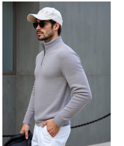 Herren Rollkragenpullover Modern Struktur Design Schwarz