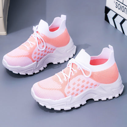 Damen Sneaker Leicht Strick Schnürsenkel Flexibel Bequem