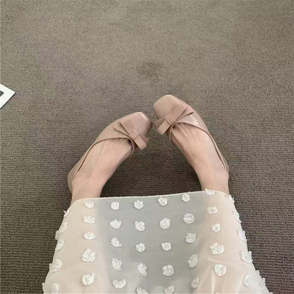 Damen Ballerinas Weich Bequem Mit Schleife