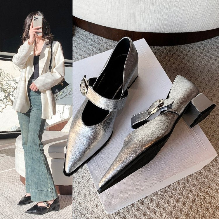 Damen Schuhe Mary Jane Blockabsatz Moderne Riemen Schuhe