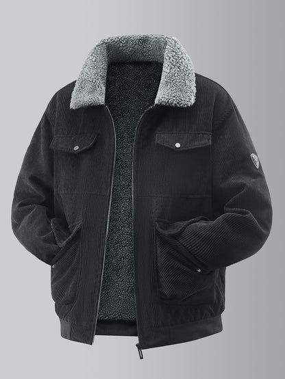 Herren Fleecejacke Teddy Kuscheljacke Warm mit Brusttaschen Elastisch