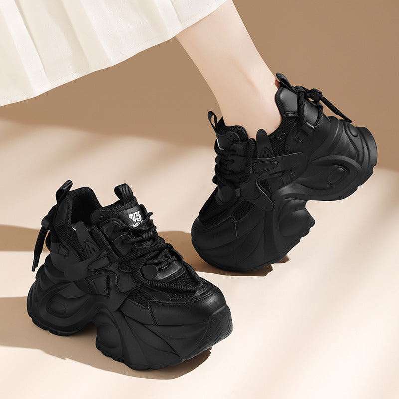 Damensport-Sneaker Laufschuhe mit dicker Sohle atmungsaktiv