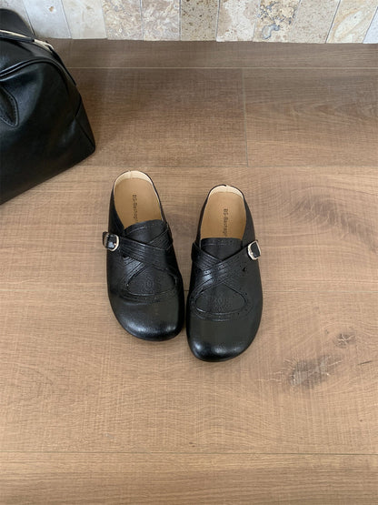 Damen Mokassins Leder Braun Floralmuster Elegante Schuhe