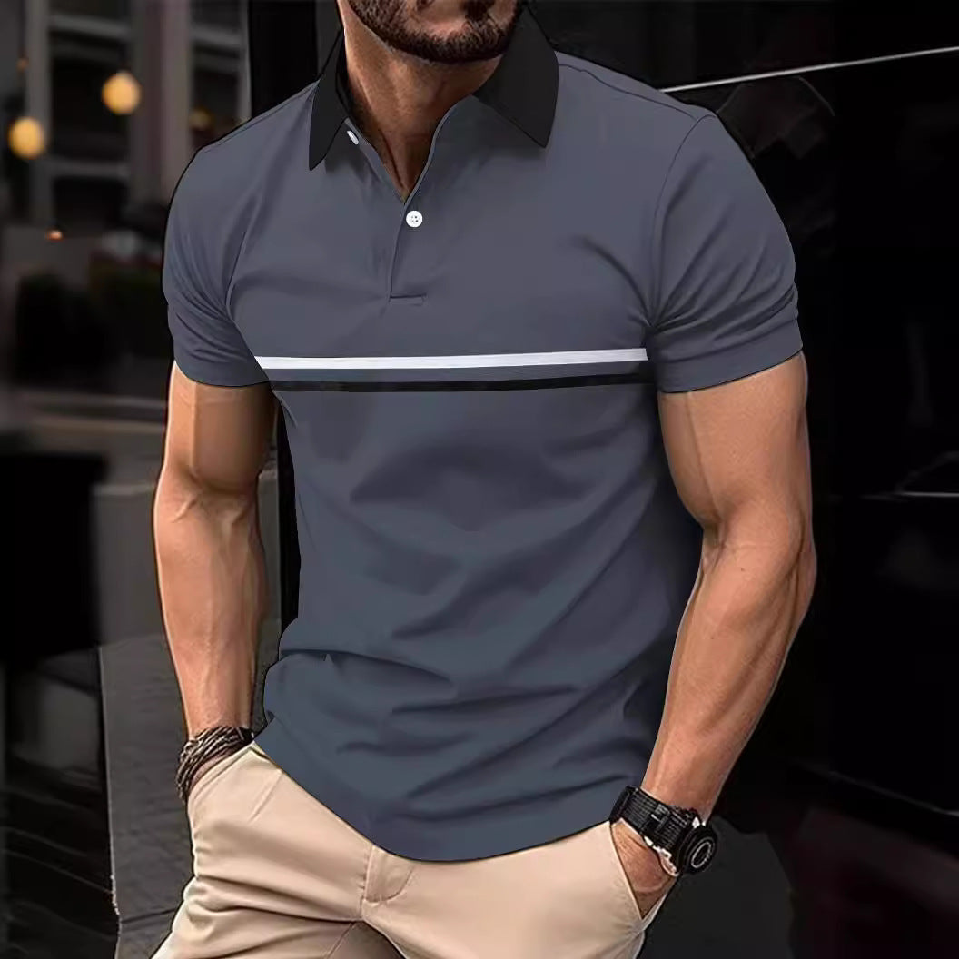 Herren Poloshirt Elegantes Design Kontrastkragen Sportlich
