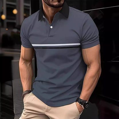 Herren Poloshirt Elegantes Design Kontrastkragen Sportlich