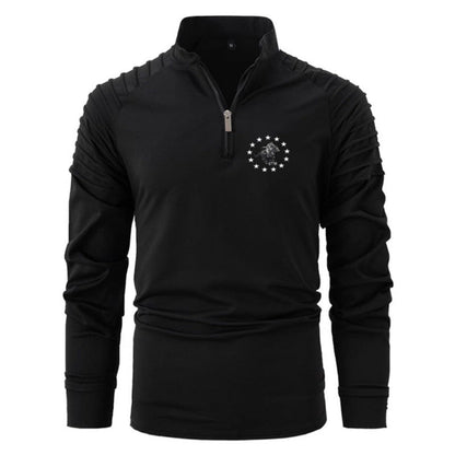 Herren Langarmshirt funktionell mit Reißverschluss und Struktur Ärmeln Modern