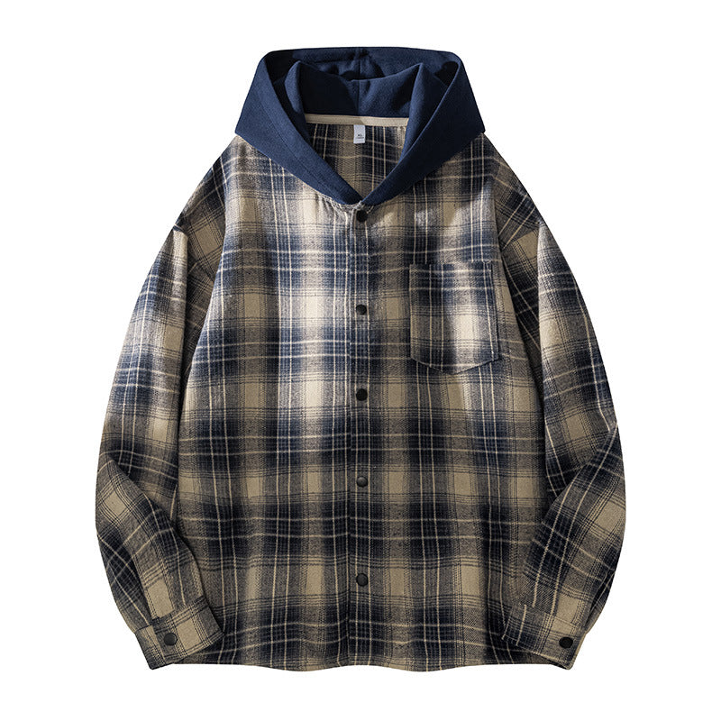 Herren Hemdjacke Lässig Kapuzenjacke Karomuster Warm