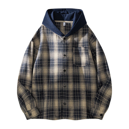 Herren Hemdjacke Lässig Kapuzenjacke Karomuster Warm