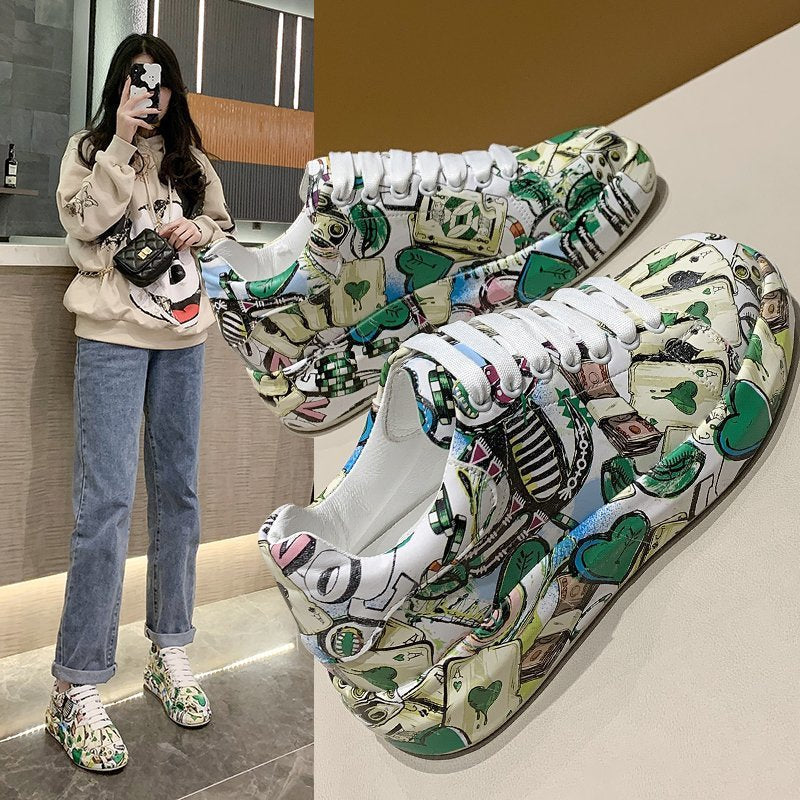 Damen Sneaker Bunt Comic Design Rutschfest