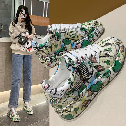 Damen Sneaker Bunt Comic Design Rutschfest