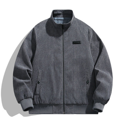 Herren Cordjacke Lässig Grau Übergröße - BerlinGlamour