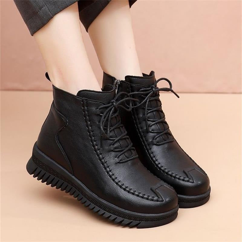Damen Stiefeletten Hoch Komfort Reißverschluss Schwarz