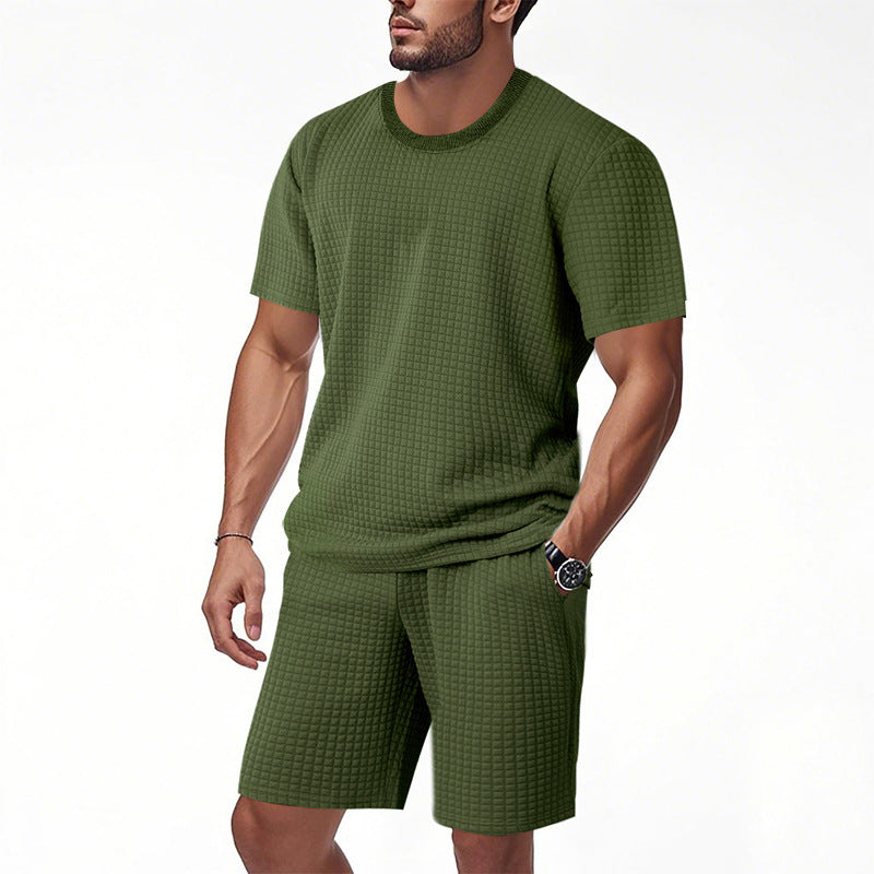 Herren Kurzarm-Set Modern mit Taschen und Strukturdetails
