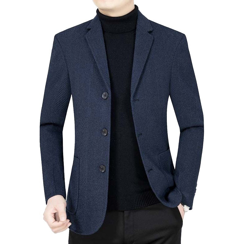 Herren Blazerjacke Elegant Zickzack Muster Modern Schwarz