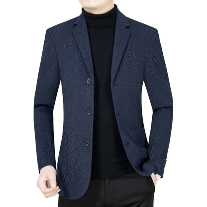 Herren Blazerjacke Elegant Zickzack Muster Modern Schwarz